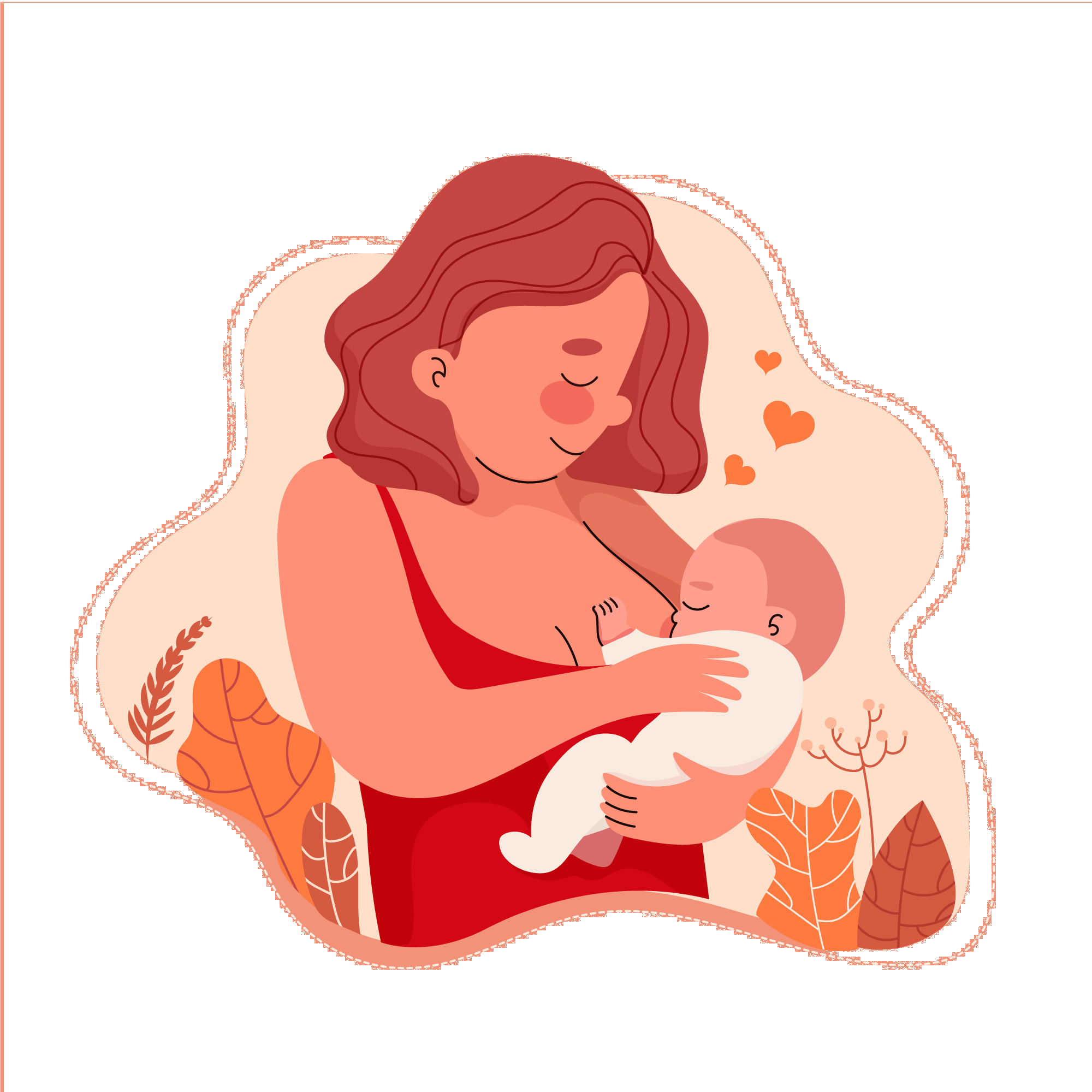 Imagen de una mamá dando la teta a su bebé